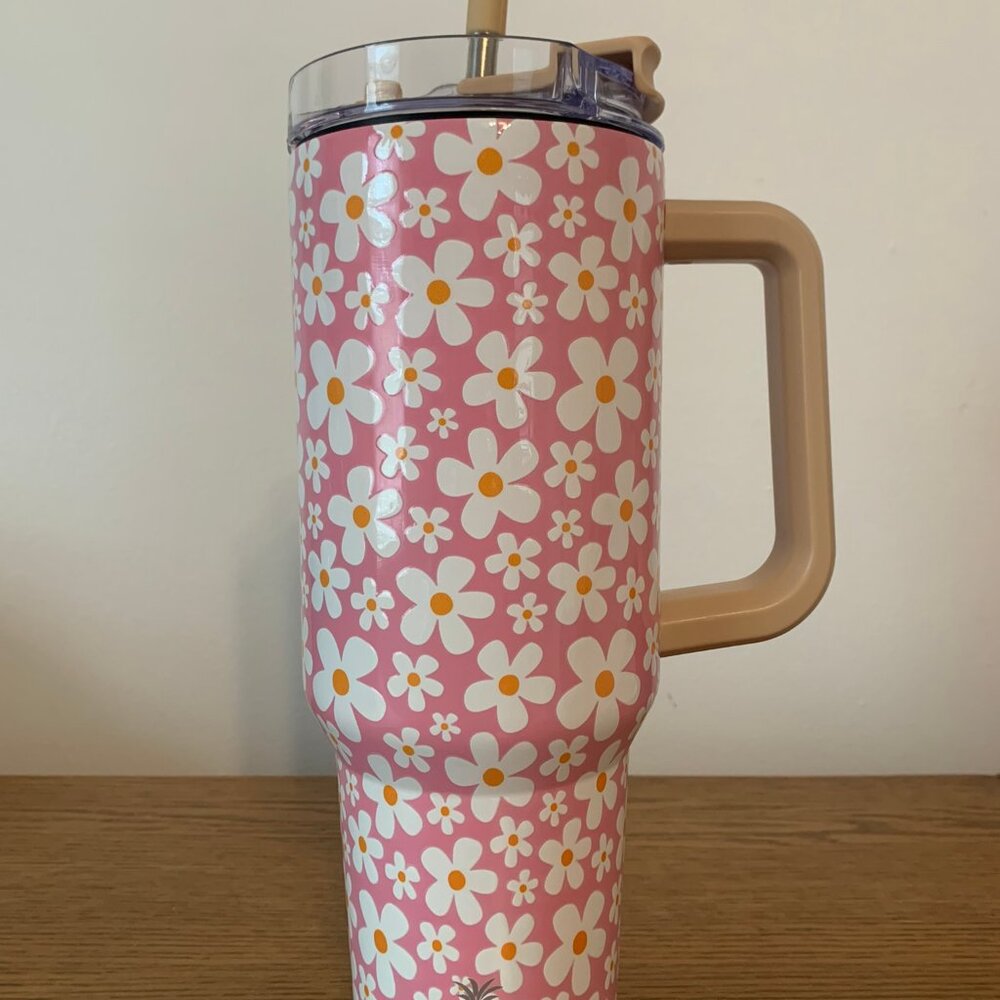 Pink Floral 40-Ounce Simply Southern Tumbler